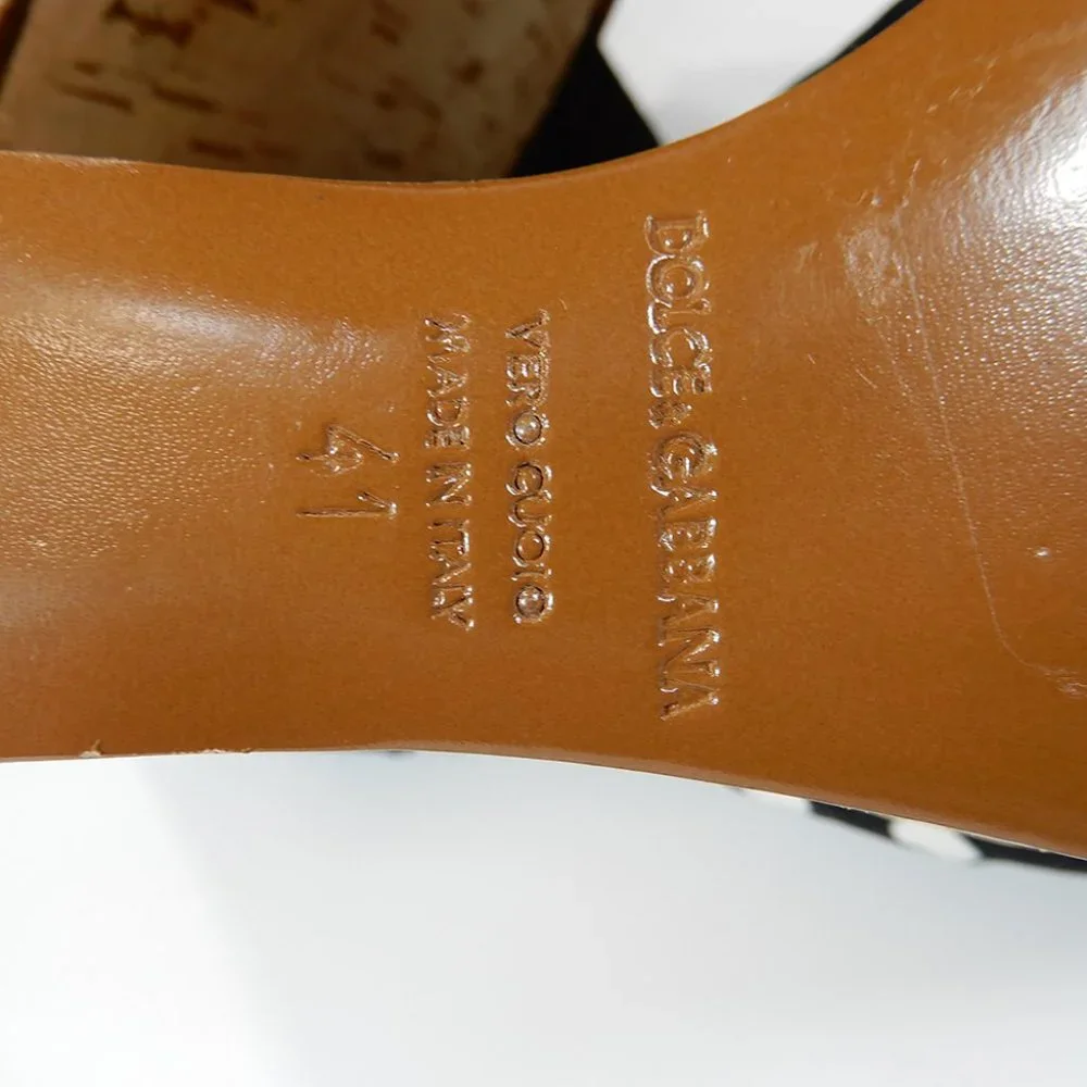 DOLCE & GABBANA Polka Dot Knot Cork Wedge Platform SANDALS Size 41 10.5 11 NEW - Picture 9 of 14